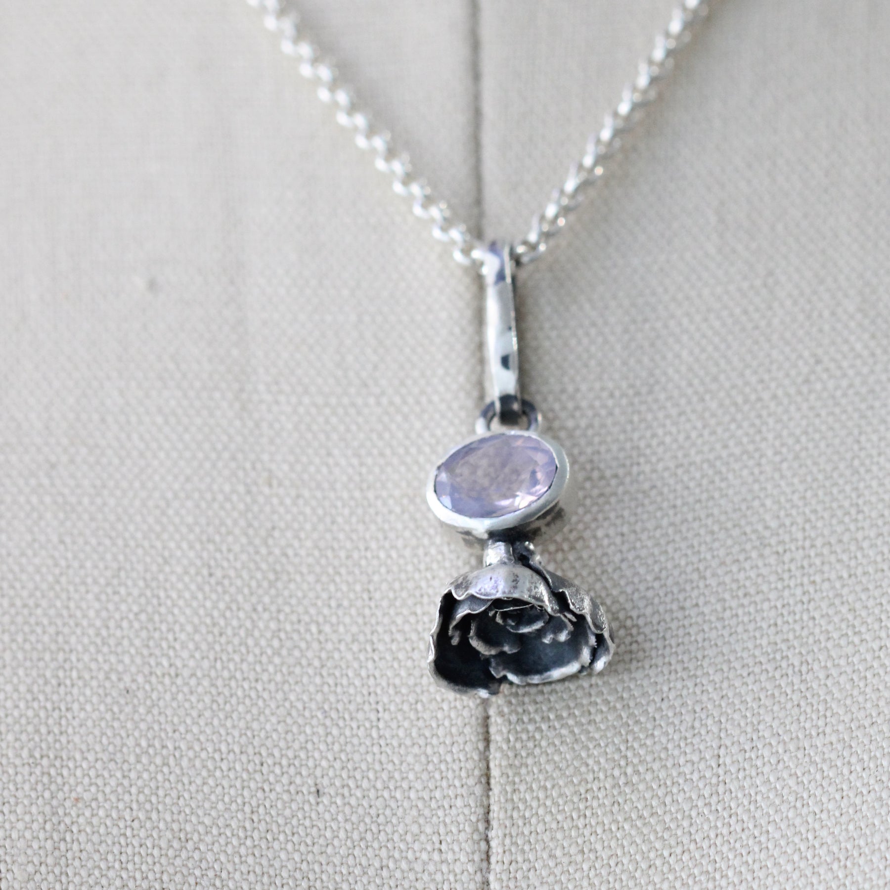 Lavender Quartz sterling silver succulent Botanical Charm