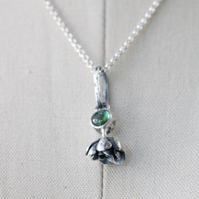 Green Tourmaline sterling silver succulent Botanical Charm
