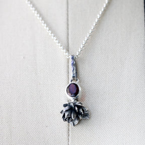 Red Garnet sterling silver succulent Botanical Charm