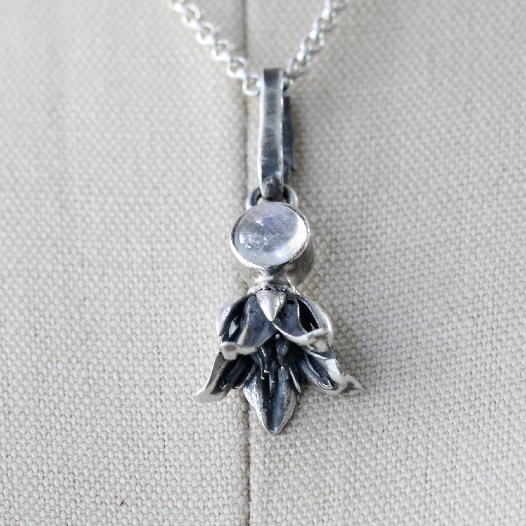 Moonstone sterling silver succulent Botanical Charm