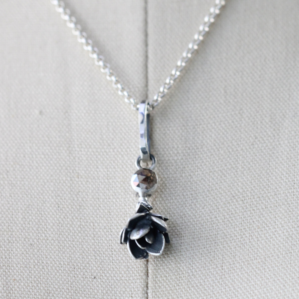 Chocolate Diamond sterling silver succulent Botanical Charm