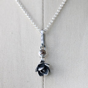 Chocolate Diamond sterling silver succulent Botanical Charm