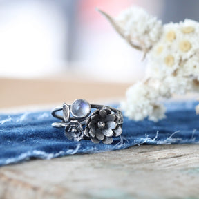Moonlit Garden Ring Sterling silver and moonstone