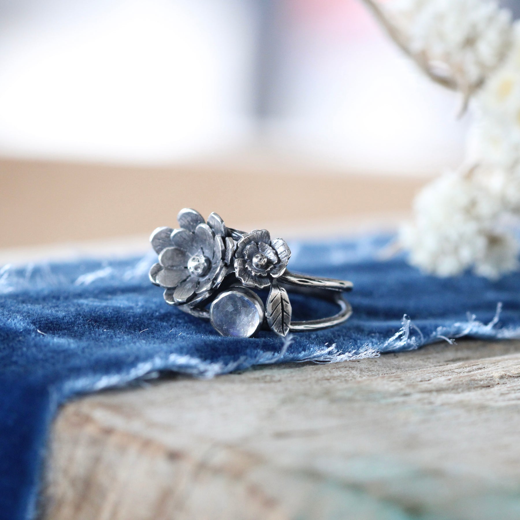 Moonlit Garden Ring Sterling silver and moonstone