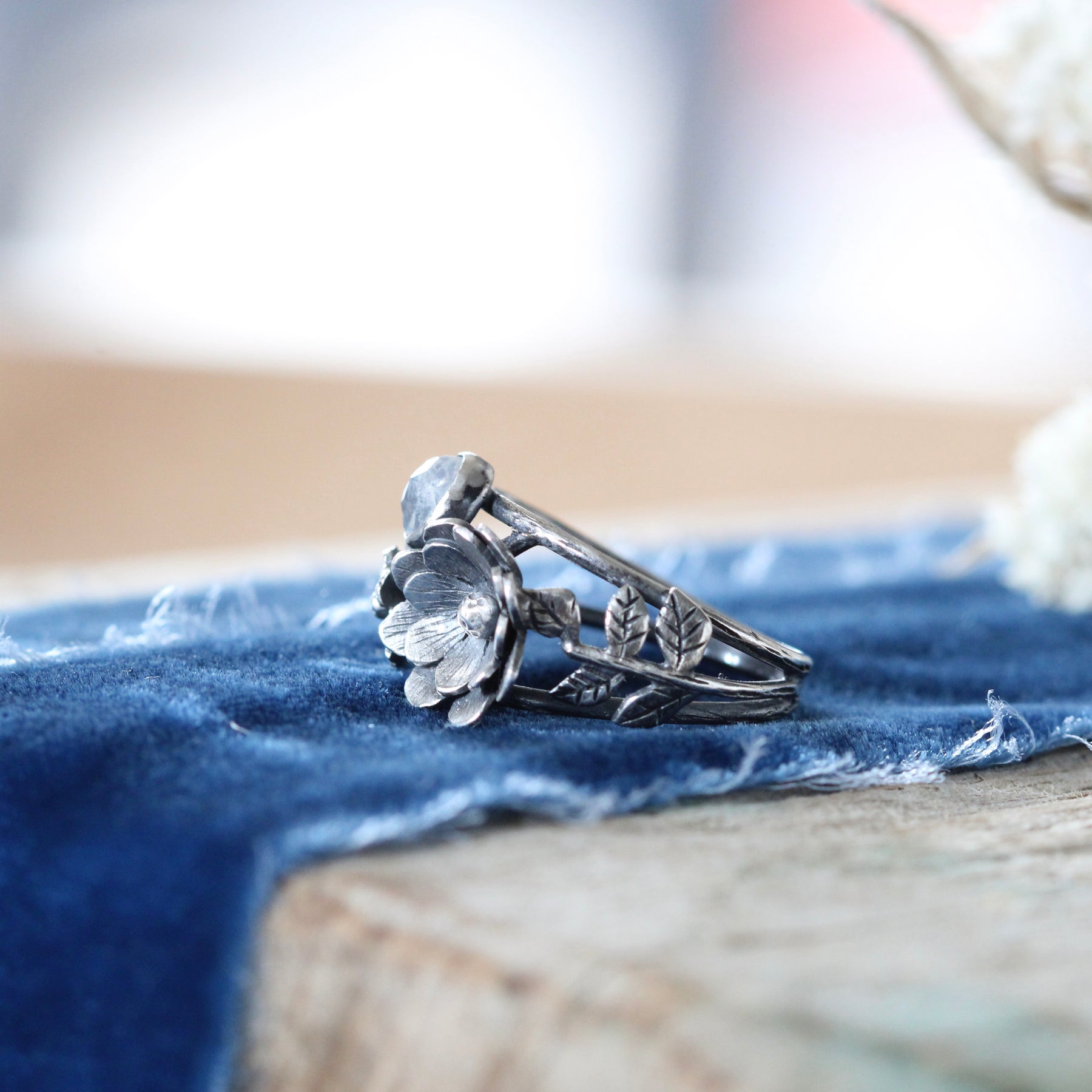 Moonlit Garden Ring Sterling silver and moonstone