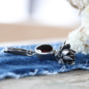 Red Garnet sterling silver succulent Botanical Charm