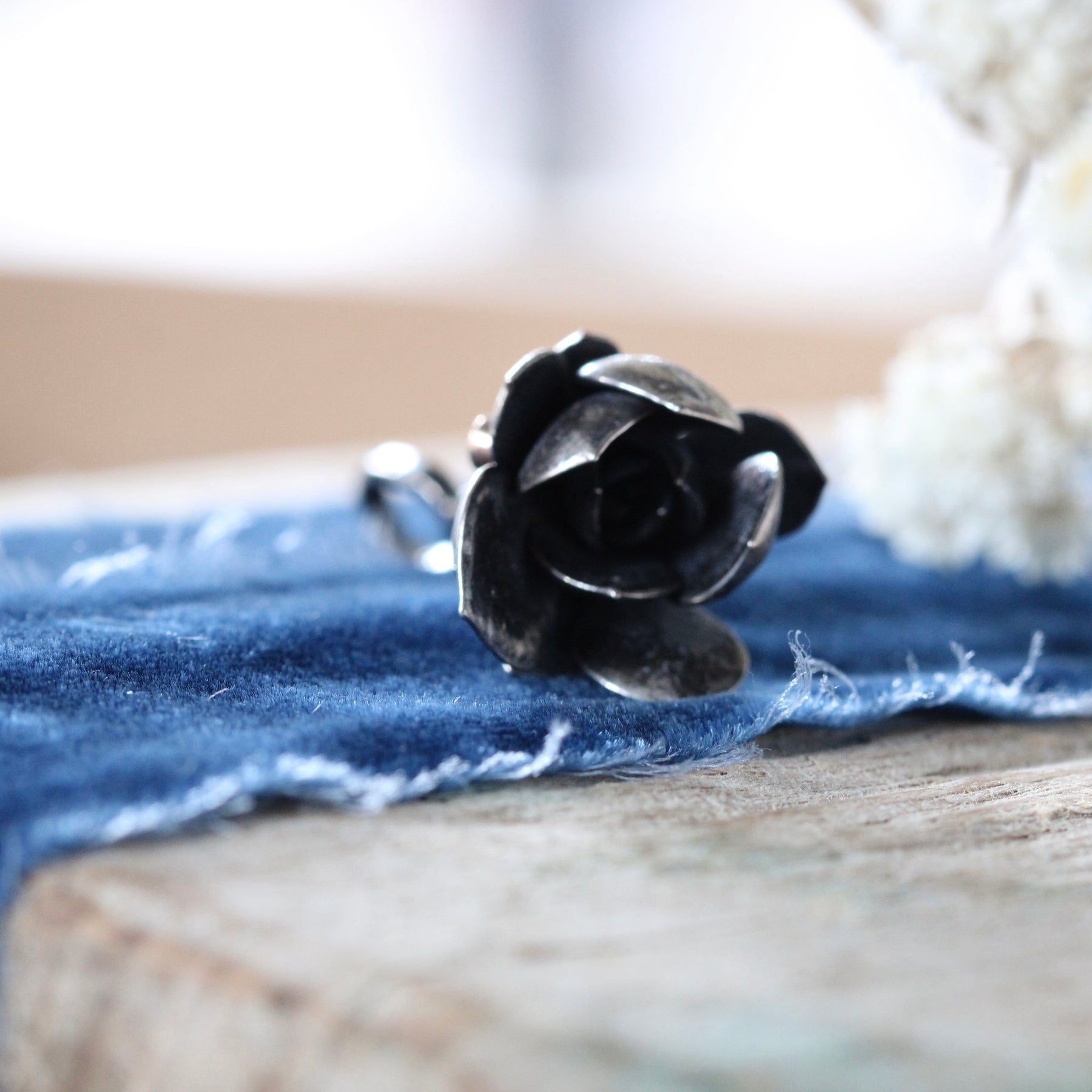 Succulent Branch with Aquamarine Sterling Silver Botanical Charm