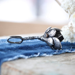Succulent Branch with Aquamarine Sterling Silver Botanical Charm