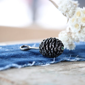 Cedar Pine Cone with Emerald Botanical Charm