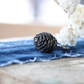 Cedar Pine Cone with Emerald Botanical Charm