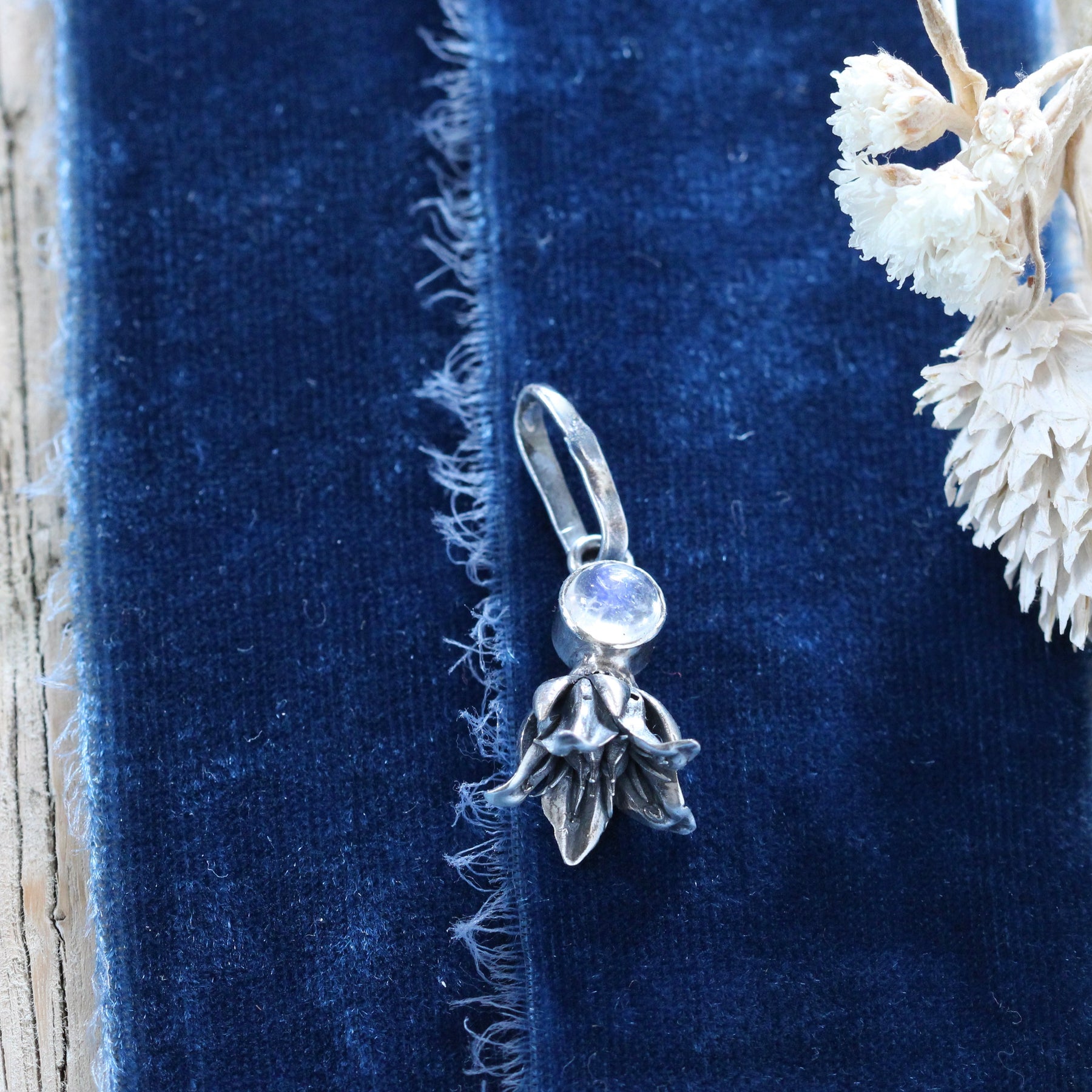 Moonstone sterling silver succulent Botanical Charm
