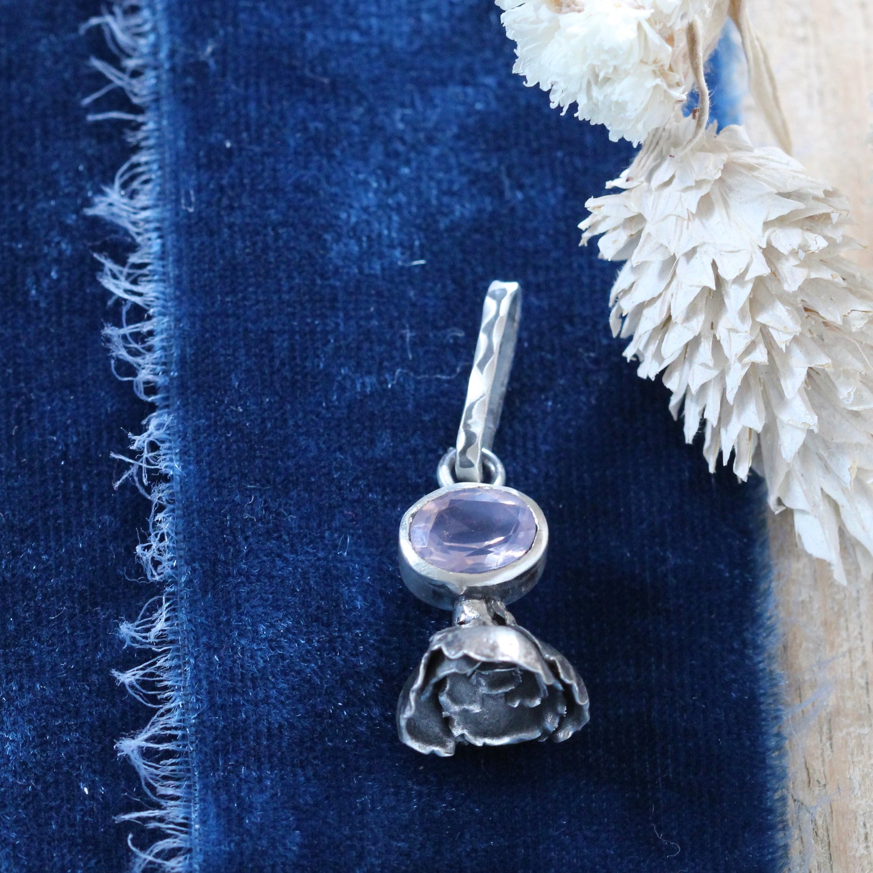 Lavender Quartz sterling silver succulent Botanical Charm