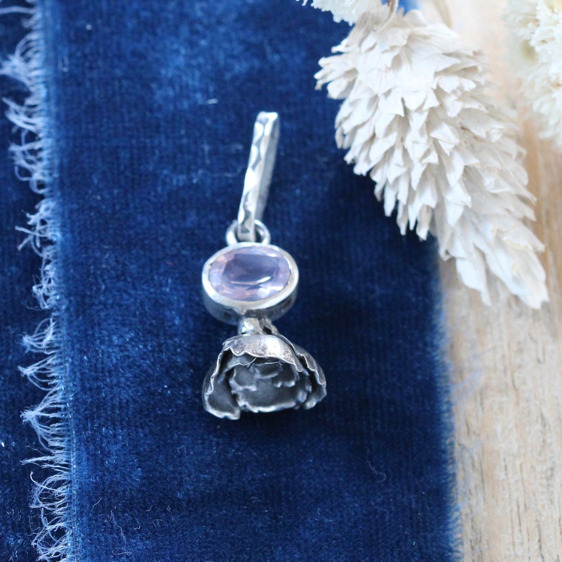 Lavender Quartz sterling silver succulent Botanical Charm