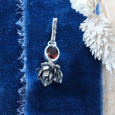 Red Garnet sterling silver succulent Botanical Charm