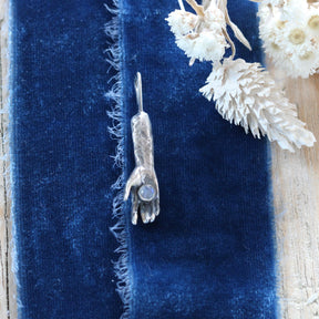 Moonstone In Hand  Sterling Silver Botanical Charm