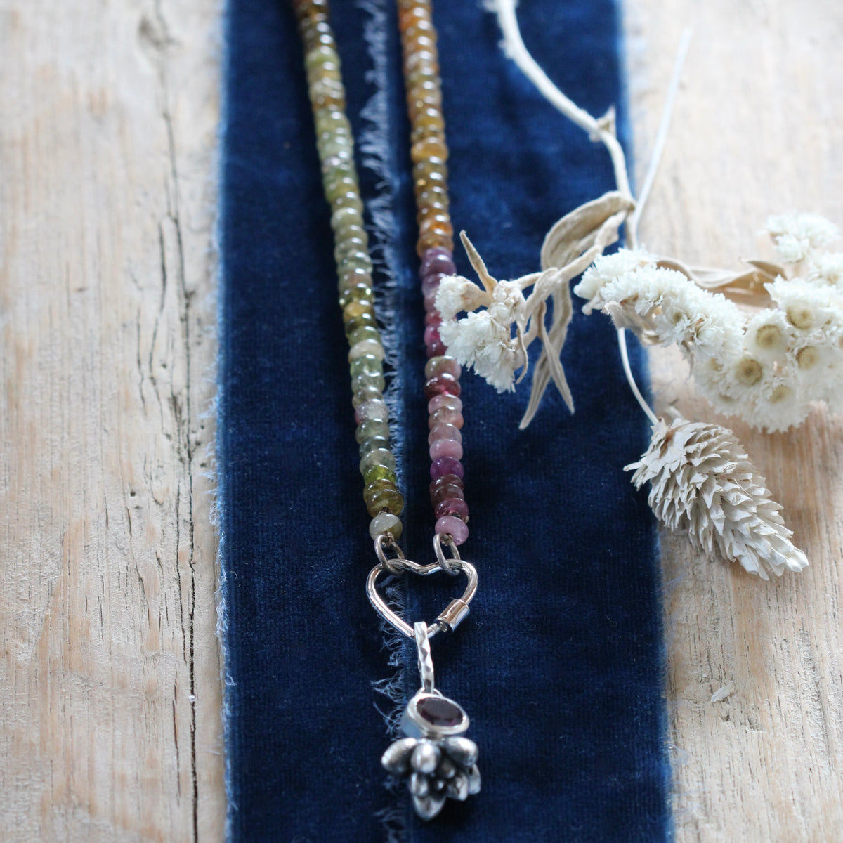 Multi Color Tourmaline Hand Knotted Gemstone Chain