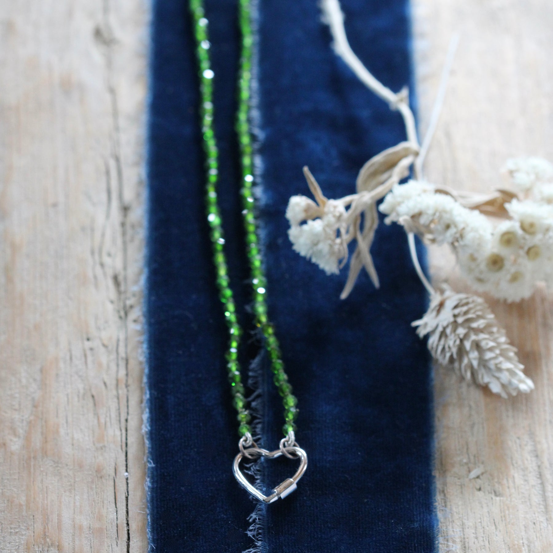 Chrome Diopside Hand Knotted  Silk Gemstone Chain