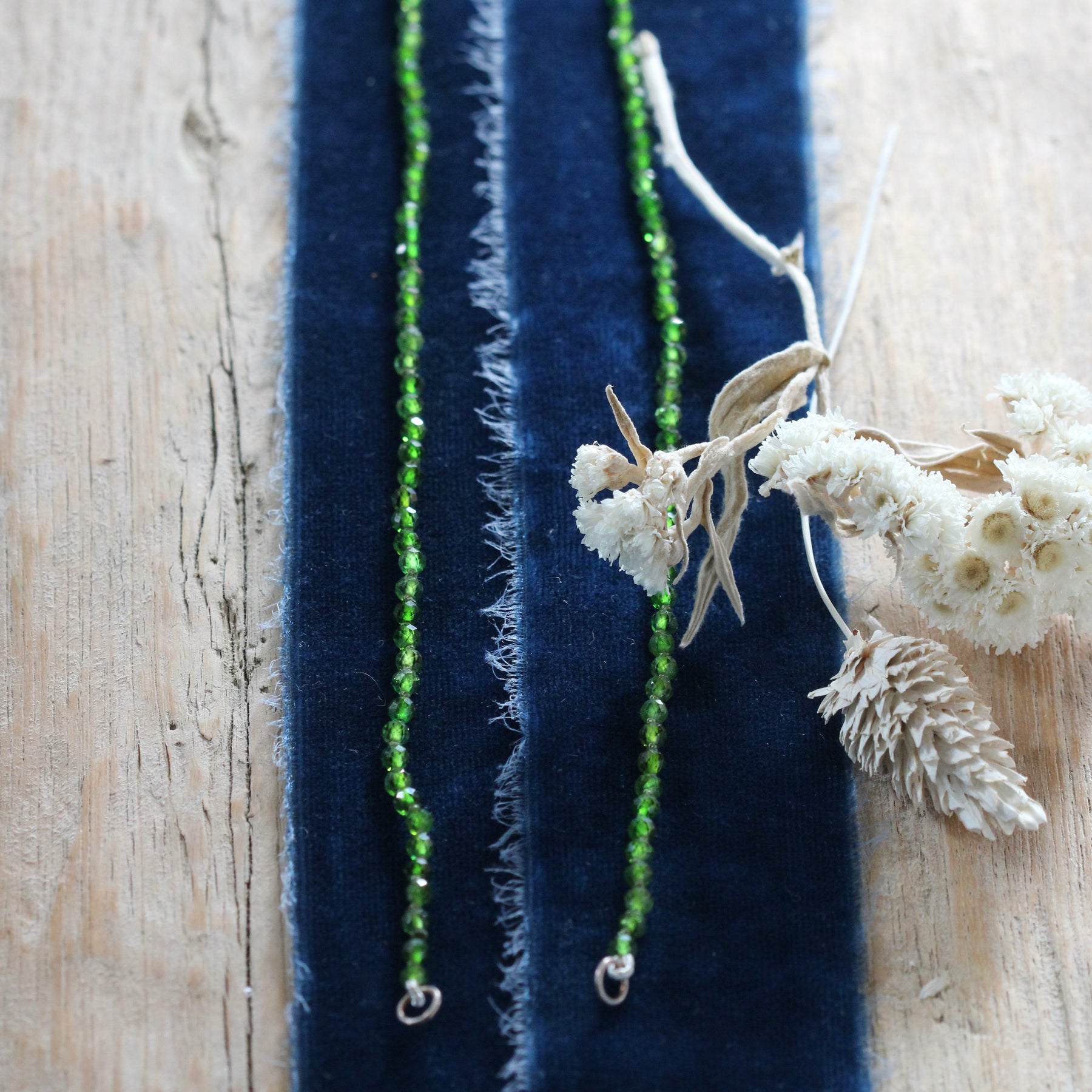 Chrome Diopside Hand Knotted  Silk Gemstone Chain