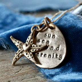 Sun Sea Sand Serenity Pendant with Starfish pendant in Bronze ARCHIVE SALE
