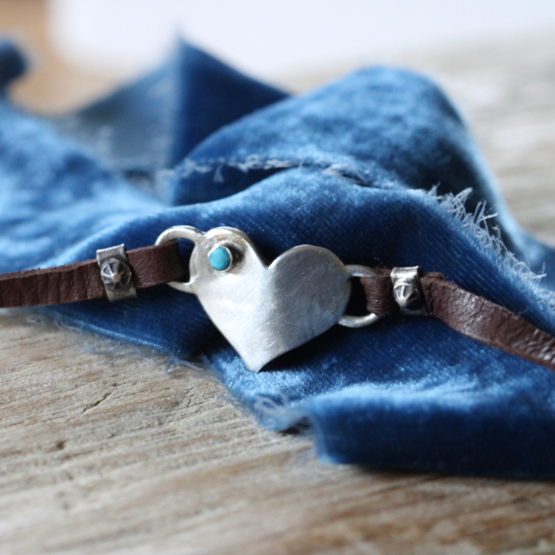 Sterling Silver and turquoise leather bracelet ARCHIVE SALE
