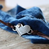 Sterling Silver and Bronze leather bracelet ARCHIVE SALE