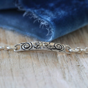 Sterling silver floral bracelet with gemstone ARCHIVE SALE
