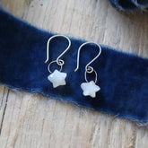 White Moonstone Star dangle Sterling Silver earrings ARCHIVE SALE