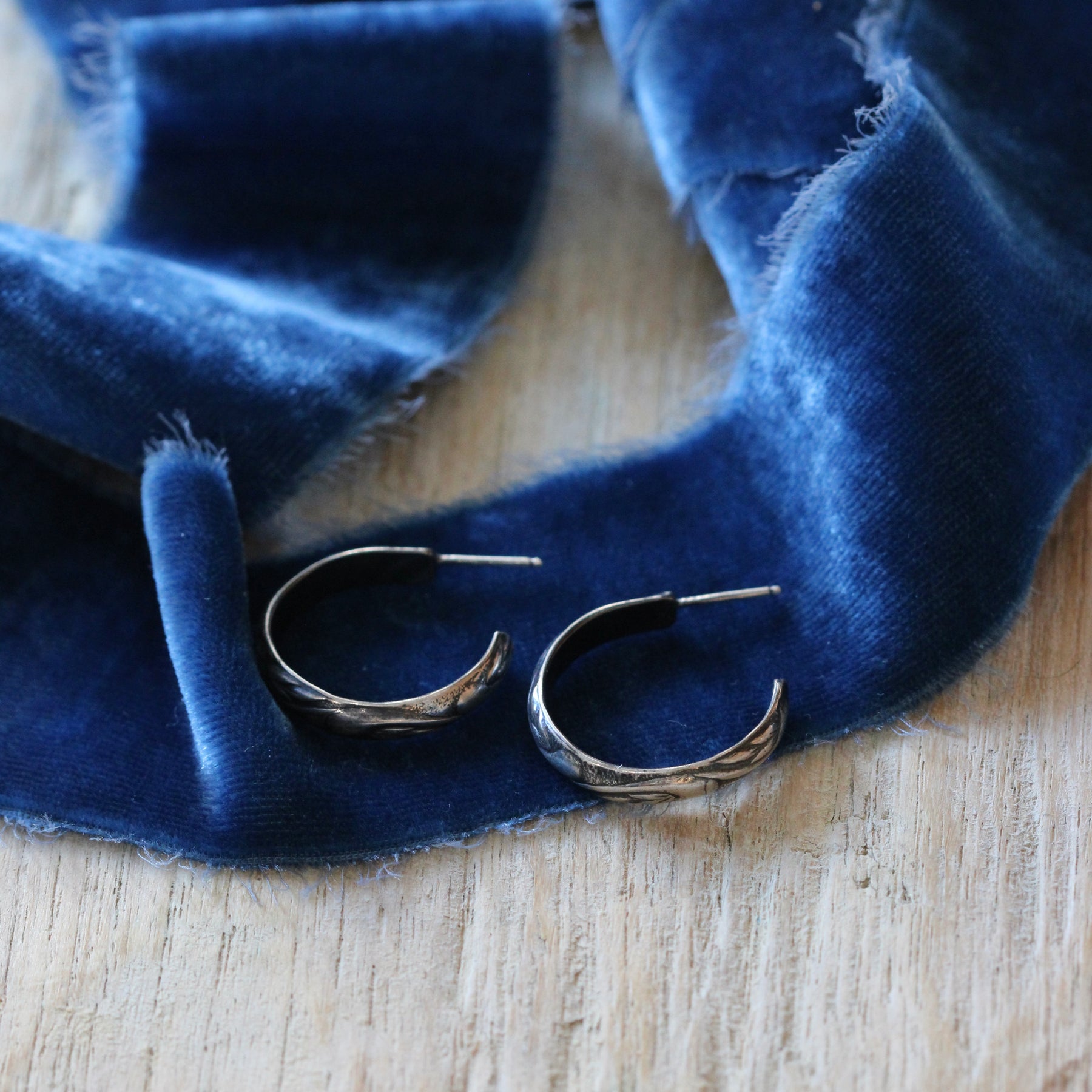 Wave Patterned Sterling Silver Hoops ARCHIVE SALE