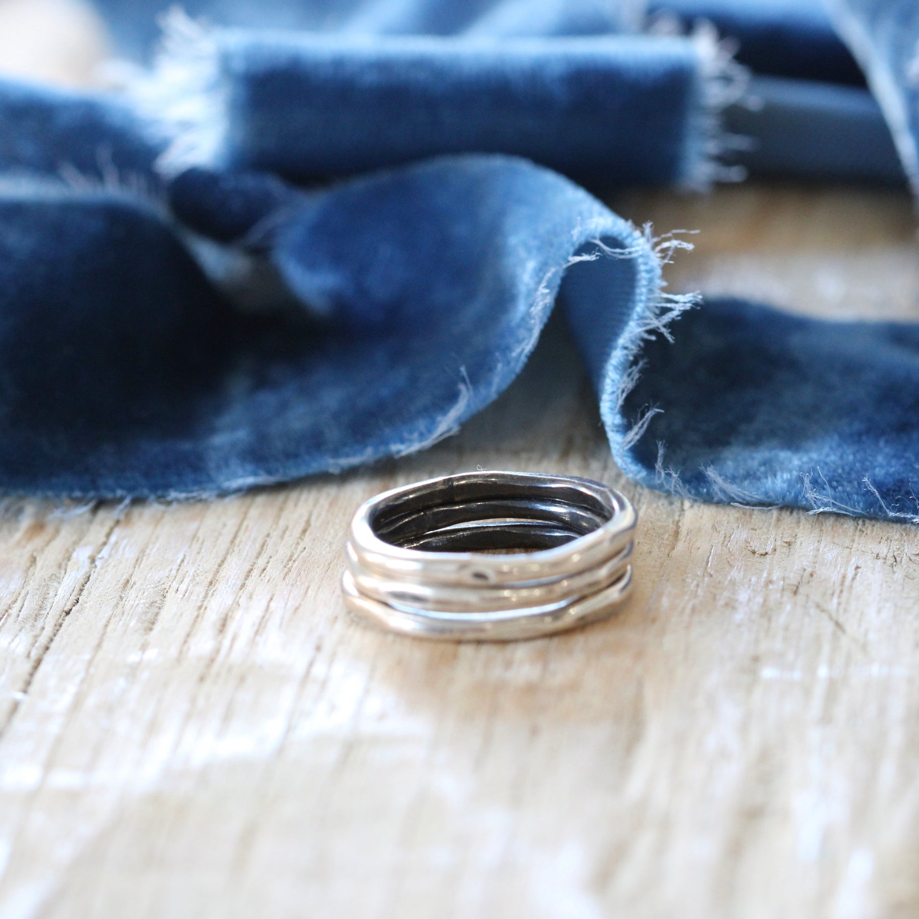 textured stacking ring set Sterling Silver ARCHIVE SALE