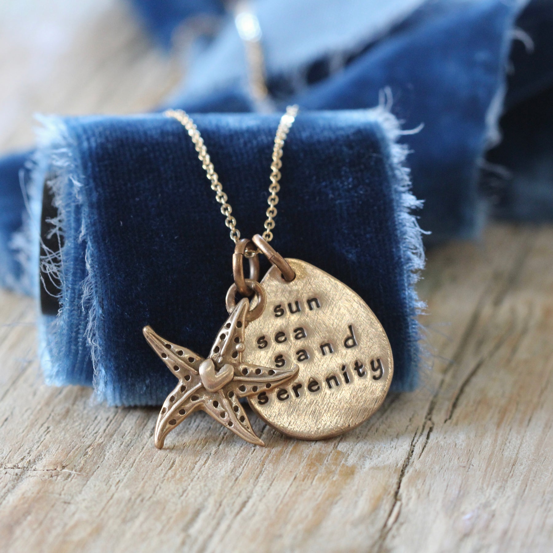 Sun Sea Sand Serenity Pendant with Starfish pendant in Bronze ARCHIVE SALE