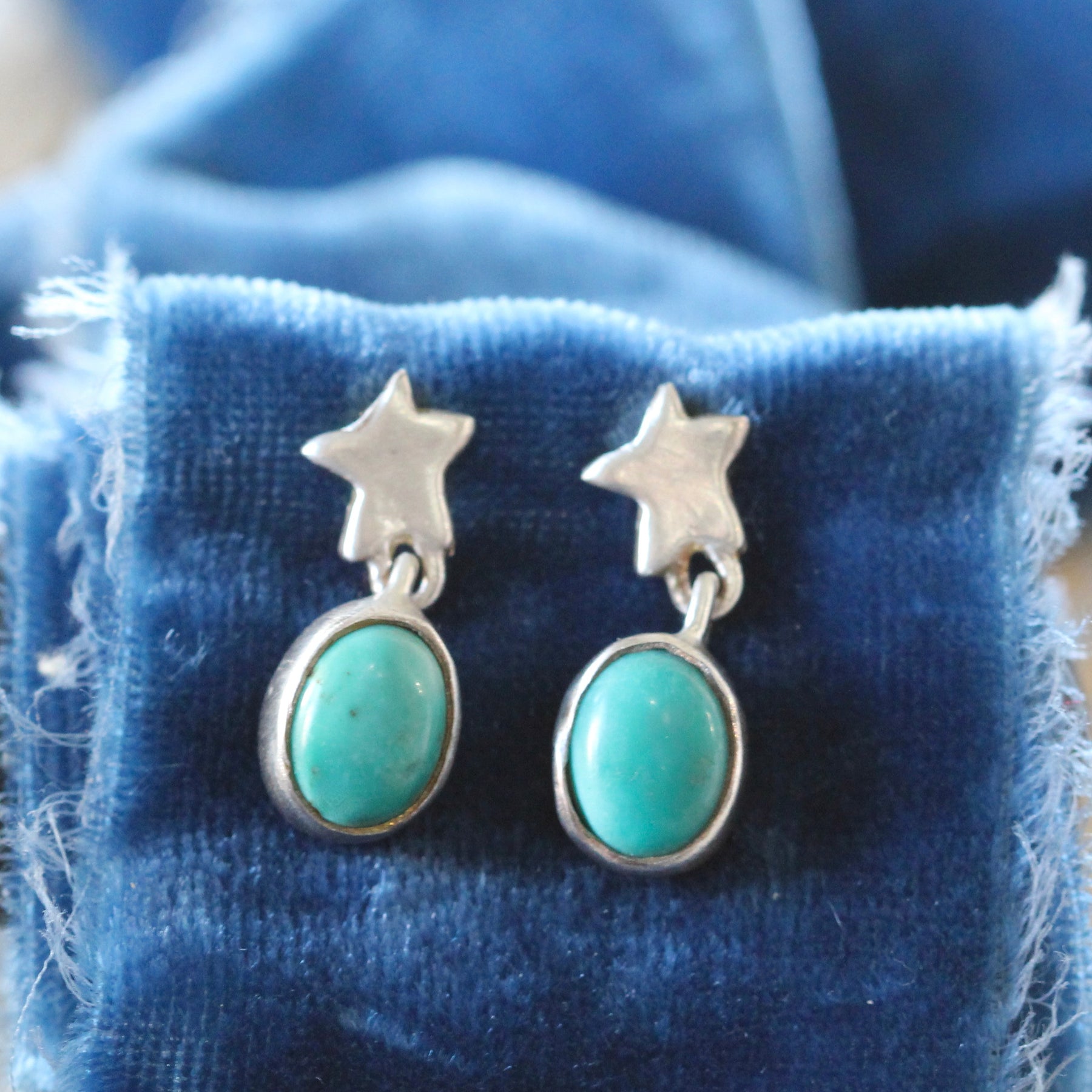 Sterling Silver Star earrings with Turquoise ARCHIVE SALE