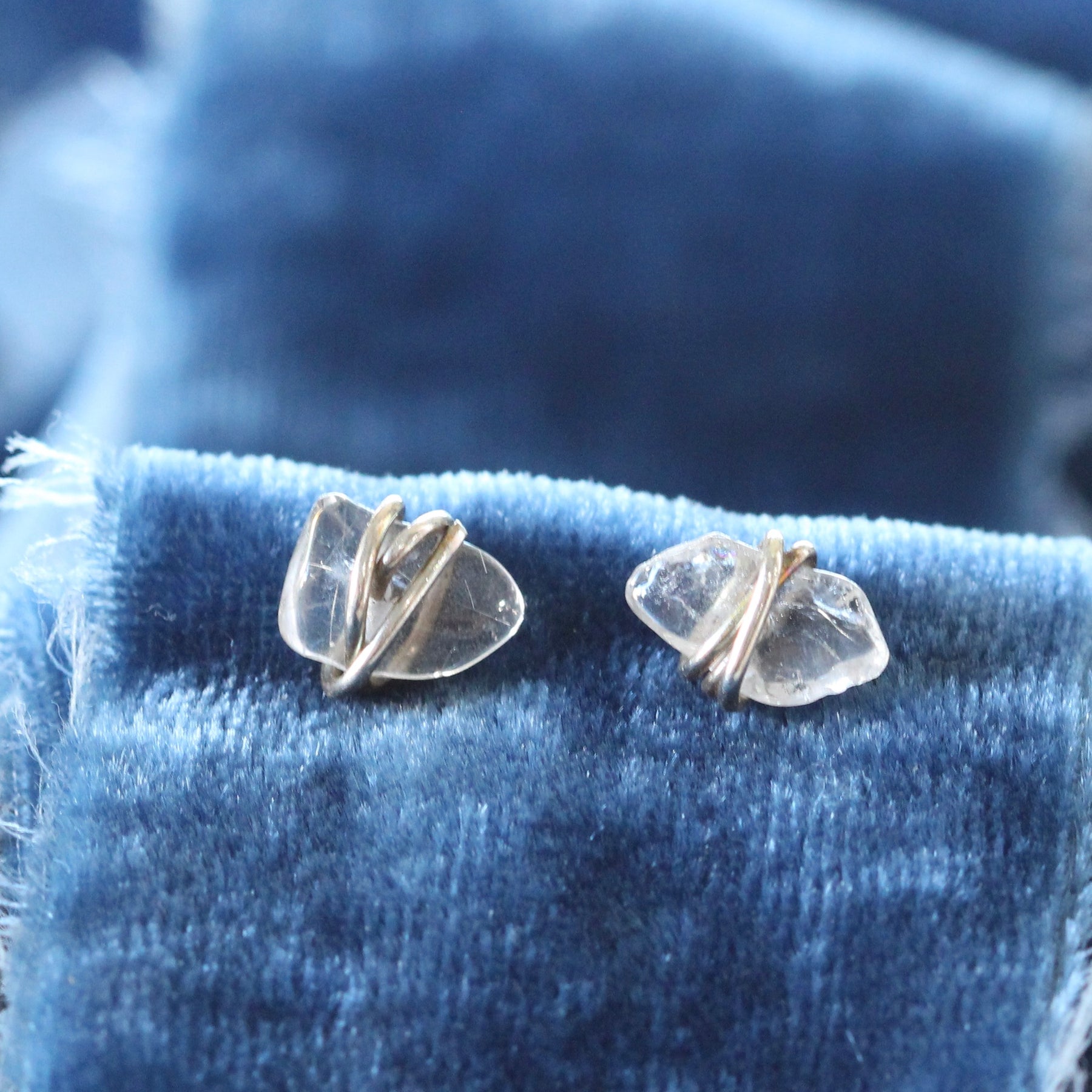 Sterling Silver Wrapped Quartz Stud Earrings ARCHIVE SALE