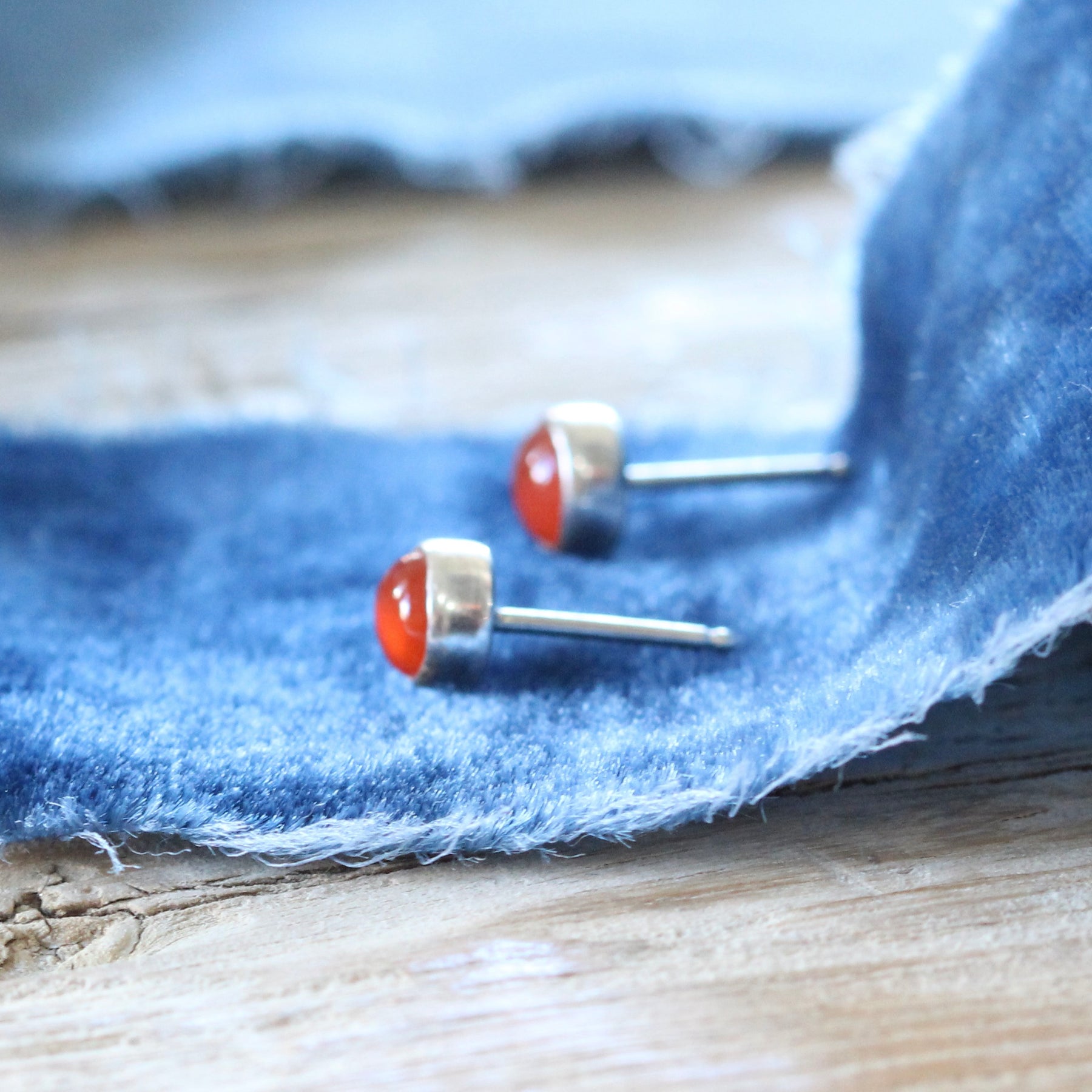 Carnelian Gemstone Sterling silver stud earrings ARCHIVE SALE