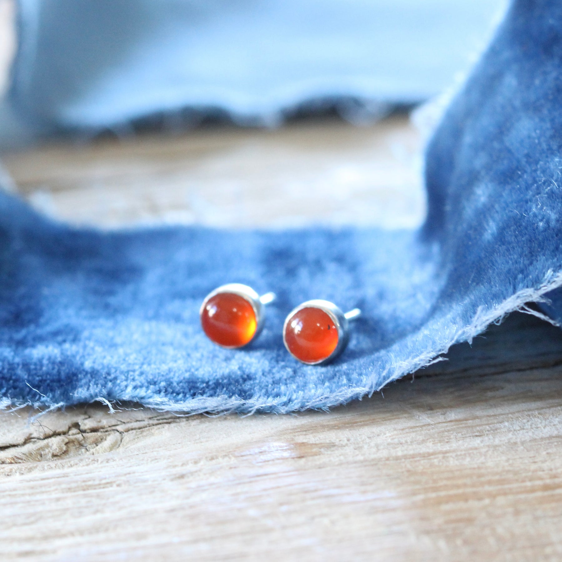 Carnelian Gemstone Sterling silver stud earrings ARCHIVE SALE