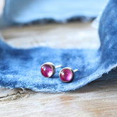 Lab grown Ruby Gemstone Sterling silver stud earrings ARCHIVE SALE