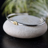Rainbow Stacking Cuff bracelet sterling silver and golden bronze