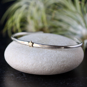 Star Stacking Cuff bracelet sterling silver and golden bronze