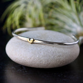 Heart Stacking Cuff bracelet sterling silver and golden bronze