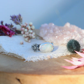Opal Blossom sterling silver ring