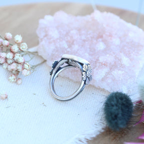 Opal Blossom sterling silver ring