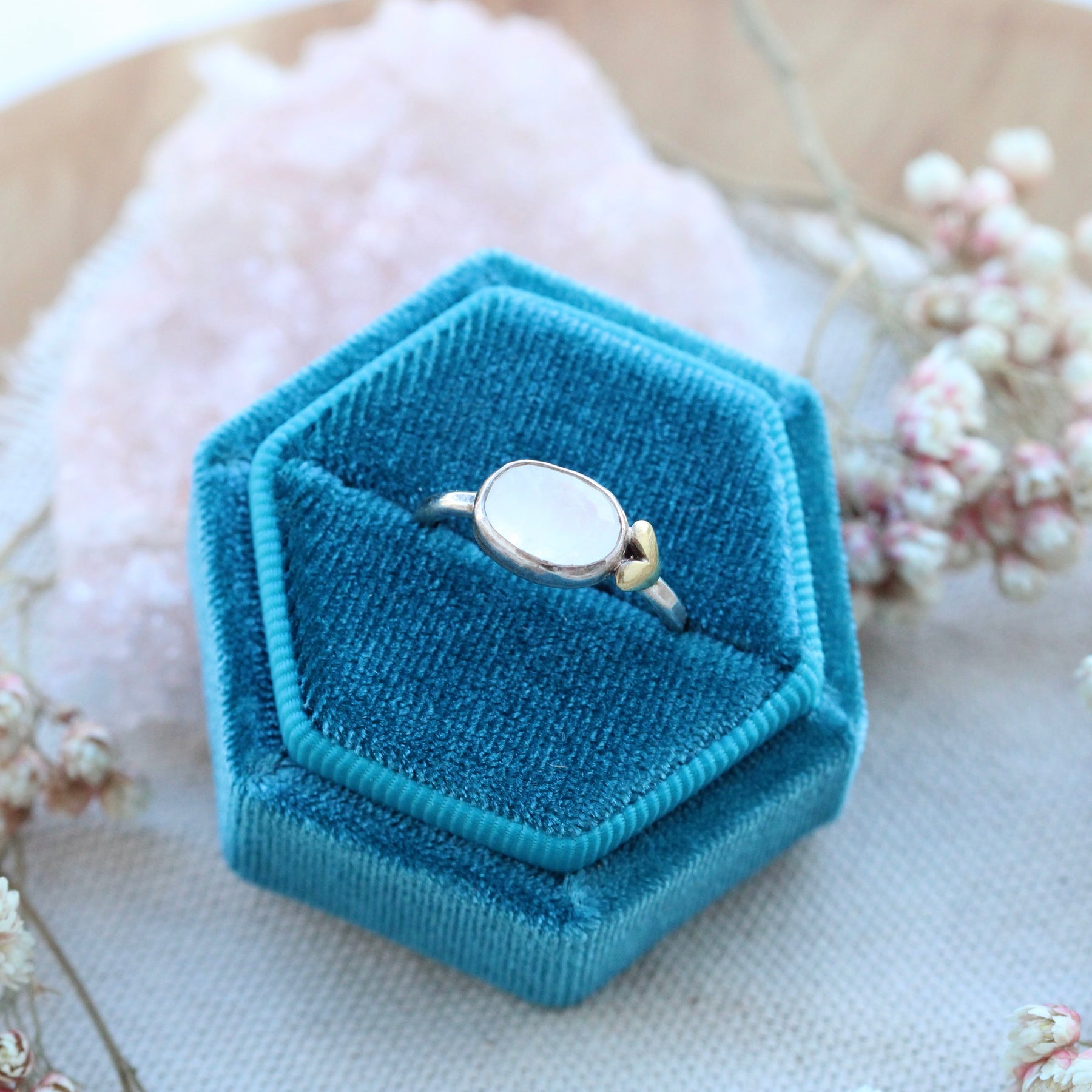 Sacred Love  moonstone gemstone sterling silver ring