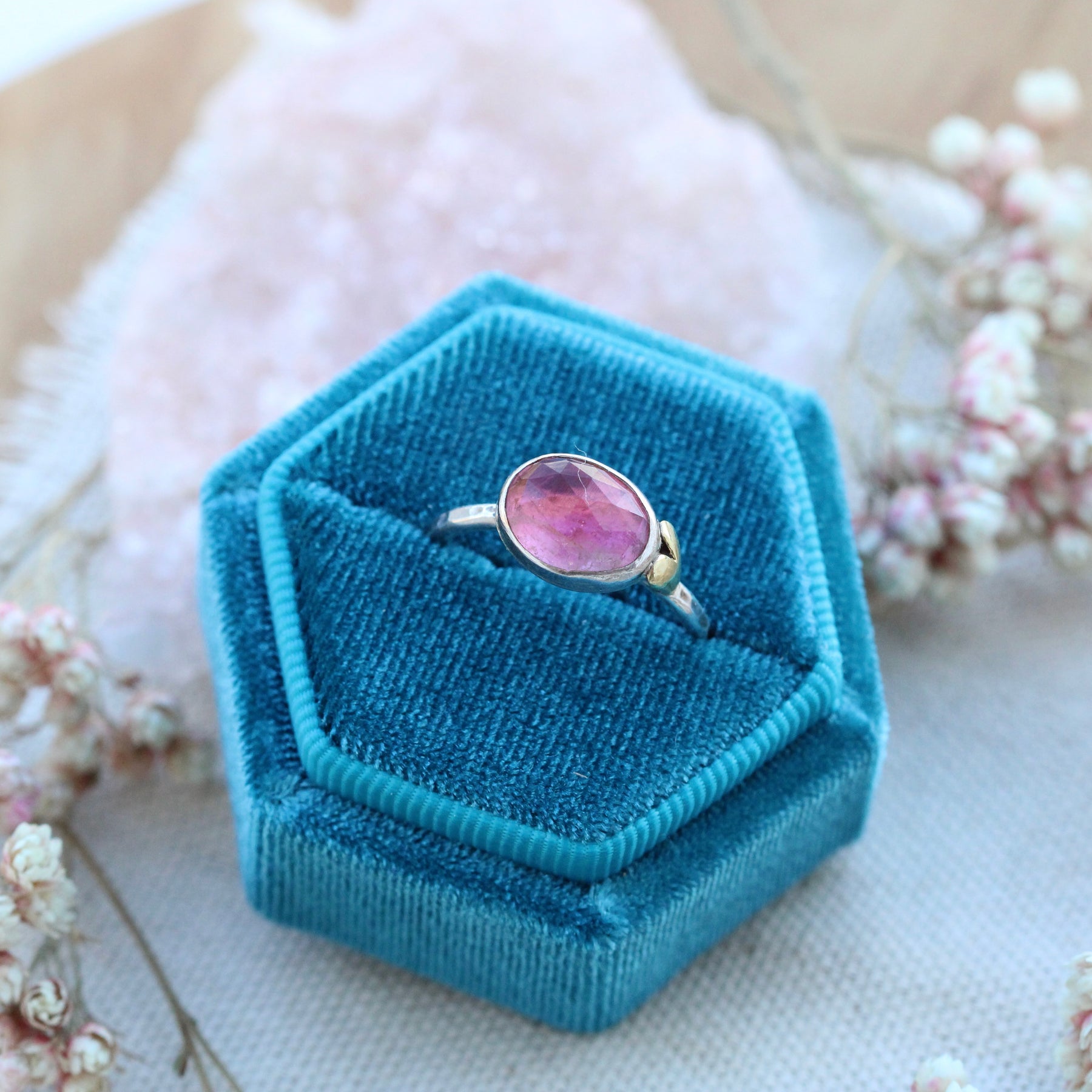Sacred Love Pink Tourmaline gemstone sterling silver ring