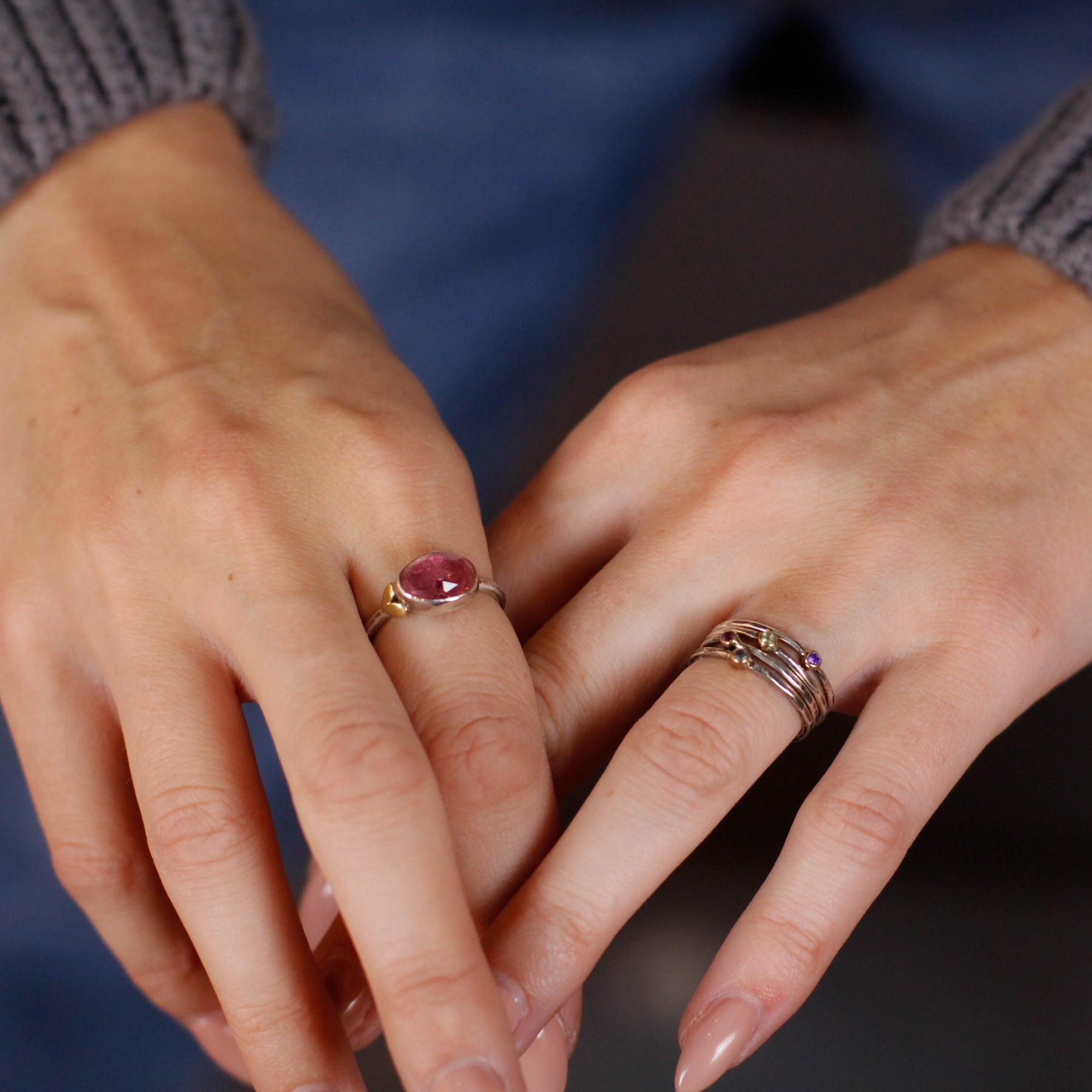 Sacred Love aquamarine gemstone sterling silver ring