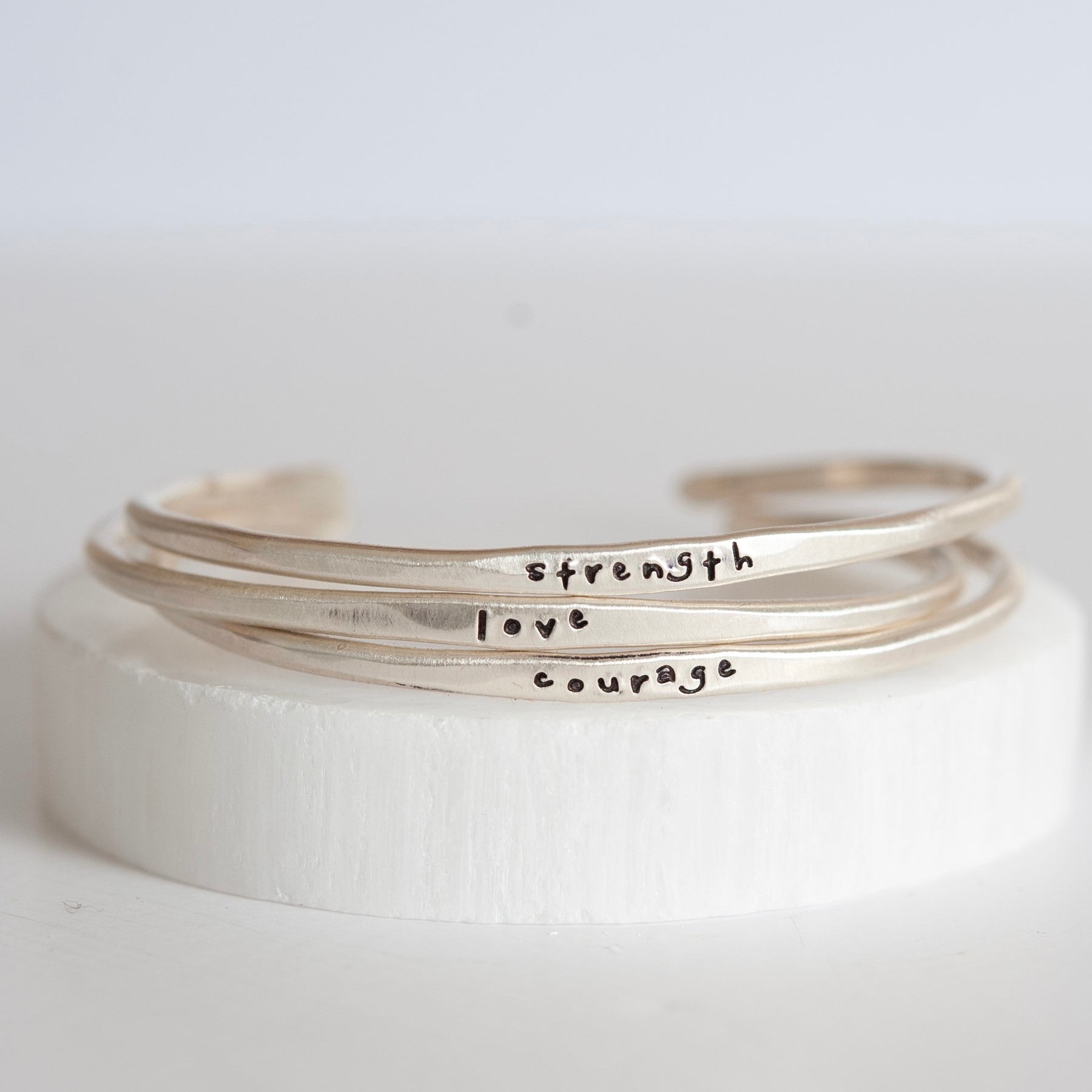 The Power of Words Silver Stacking Cuff Bracelet