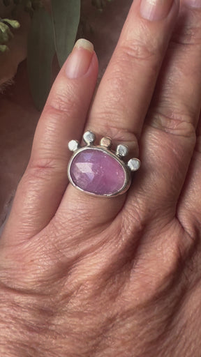 LOVE NOTES Ruby Crown ring Sterling Silver with 14k accent