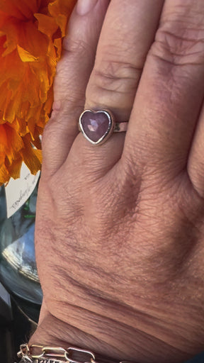 LOVE NOTES  Ruby Heart set in sterling silver ring Made to order