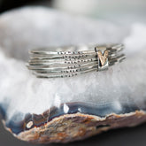 Bound by Love Hand Stamped Sterling Bangle Set