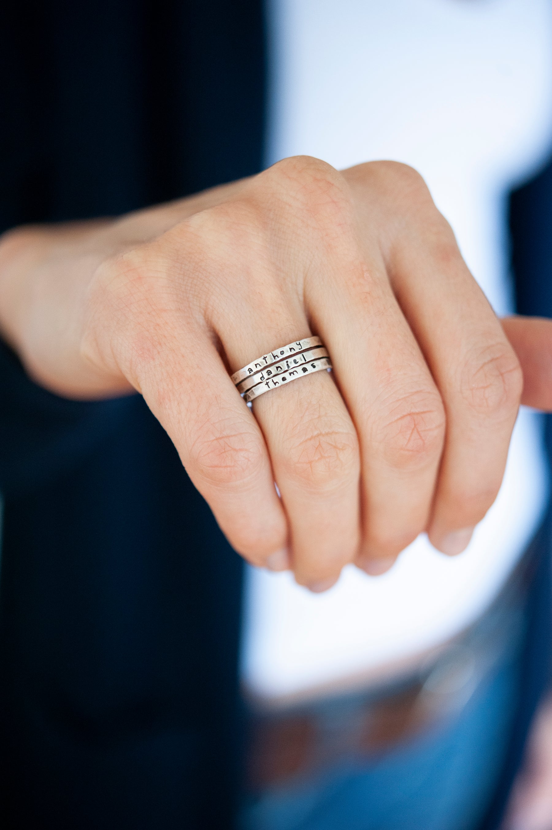 Silver Stamped Stacking Rings