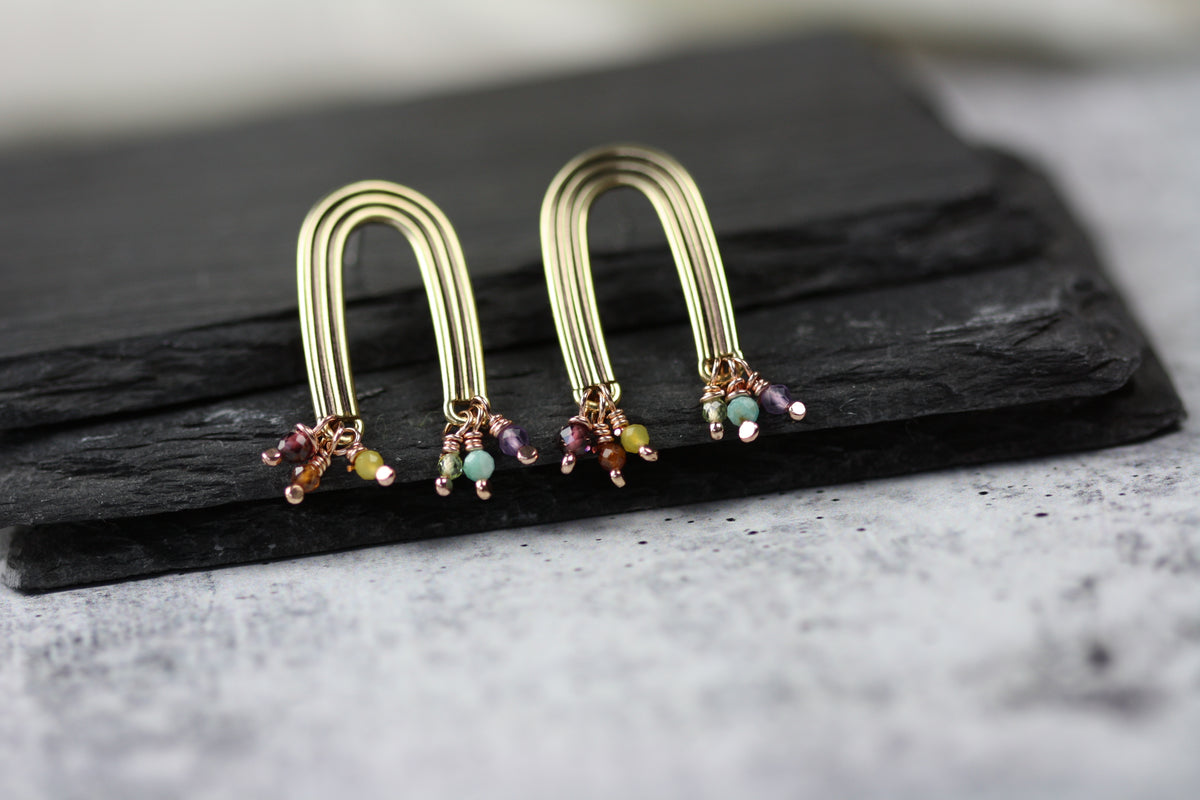 Talismans Of Hope Rainbow Bronze Post Earrings
