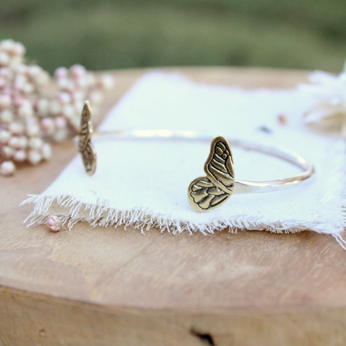 Painted Lady Butterfly Cuff Bracelet
